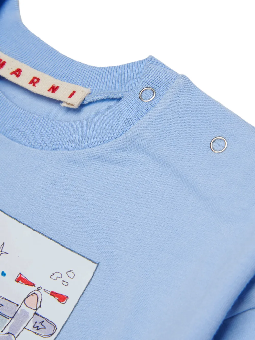 Marni Plane-print T-shirt In Blue
