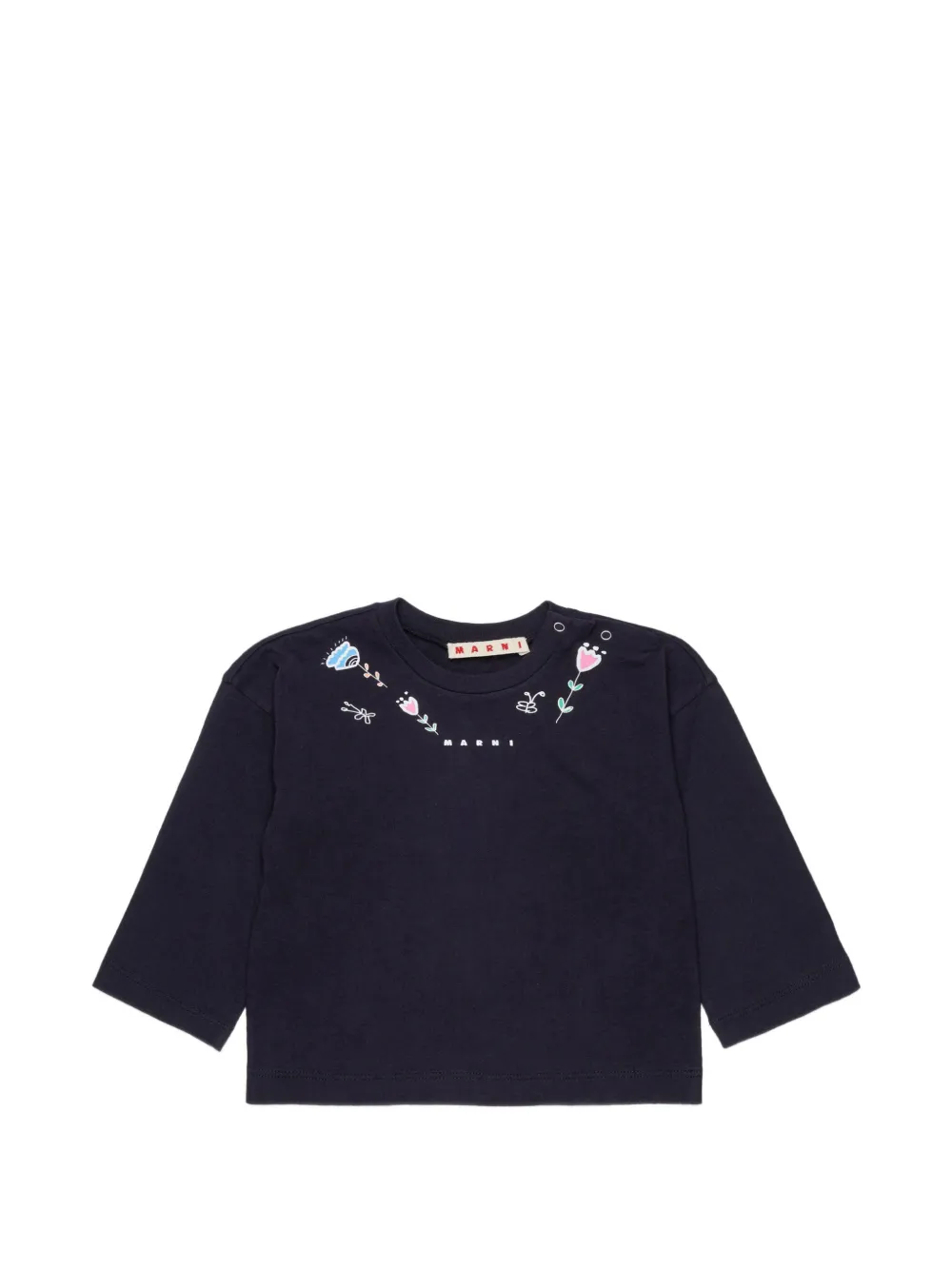 Marni Kids T-shirt a fiori con maniche lunghe - Blu