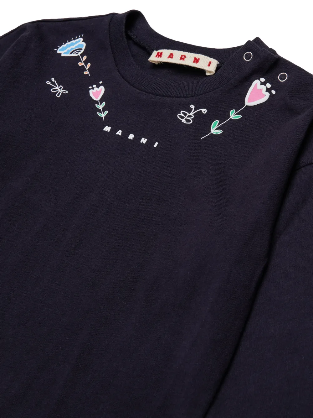 Marni Kids T-shirt met bloemenprint Blauw