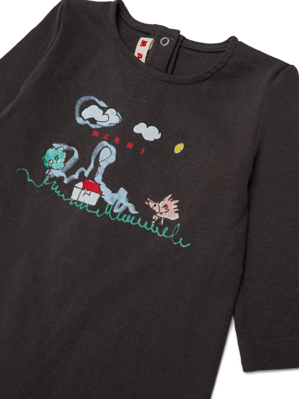 Marni Kids Romper met dierenprint en lange mouwen Grijs