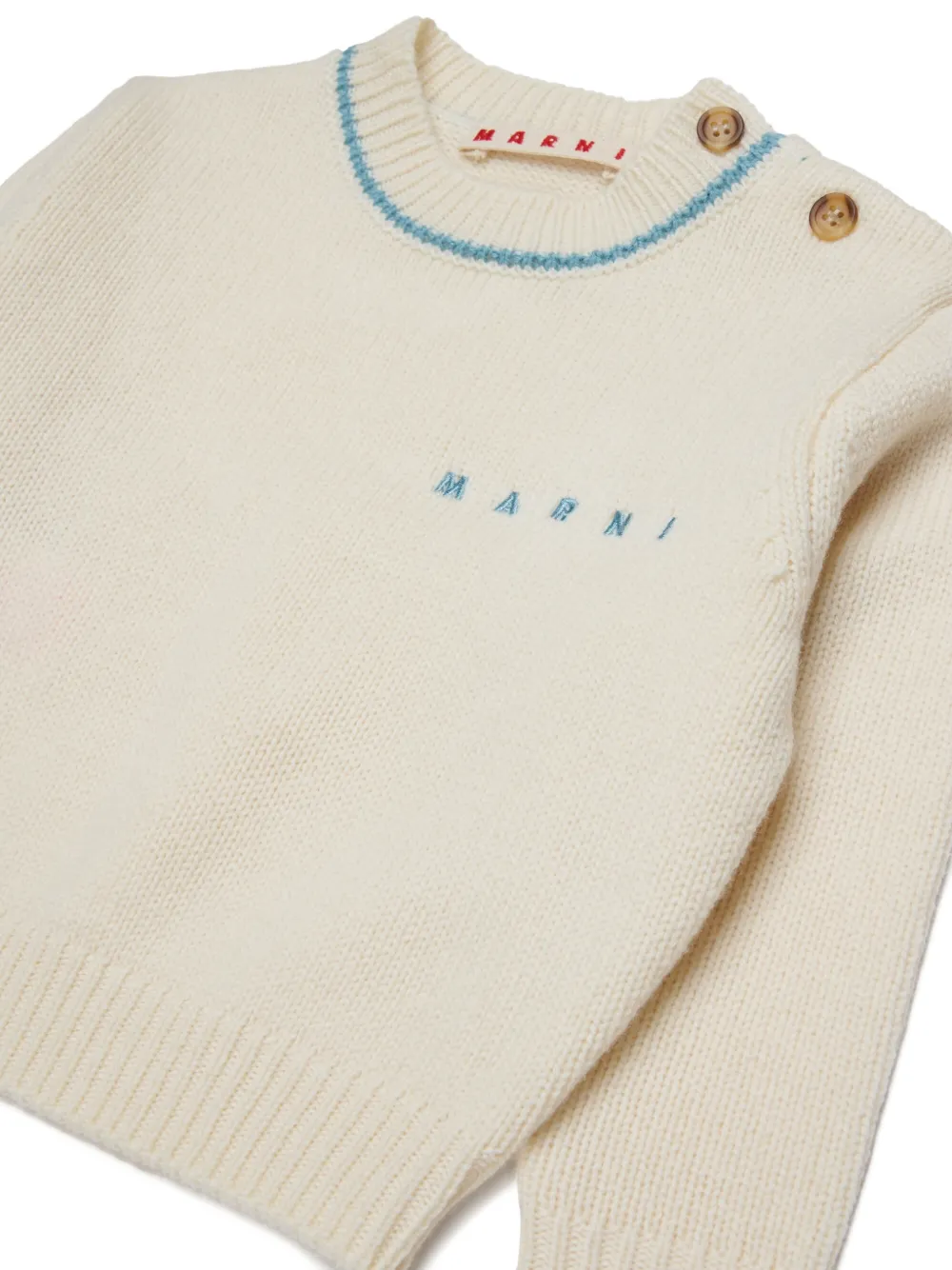 Marni Kids Trui met geborduurd logo en knoopdetail Beige