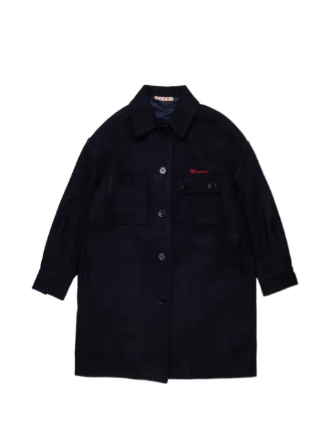 Marni Kids embroidered-logo single-breasted coat
