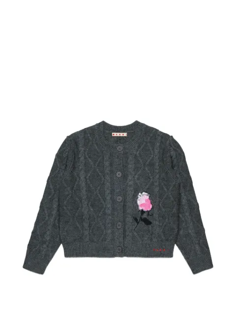 Marni Kids cable-knit sequin-appliqué cardigan