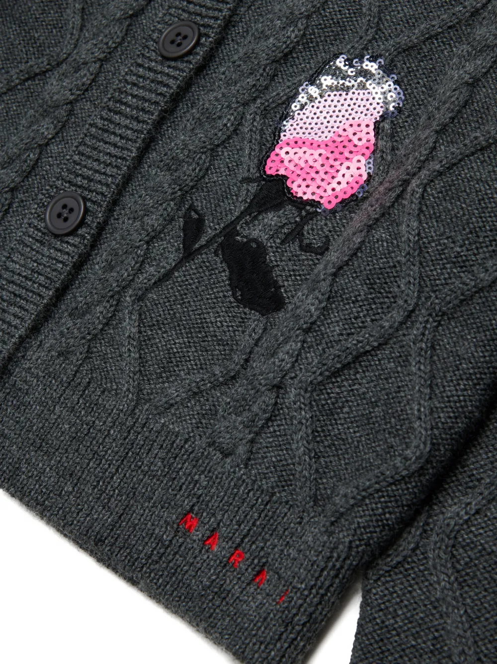 Marni Kids Kabelgebreid vest met pailletten Grijs