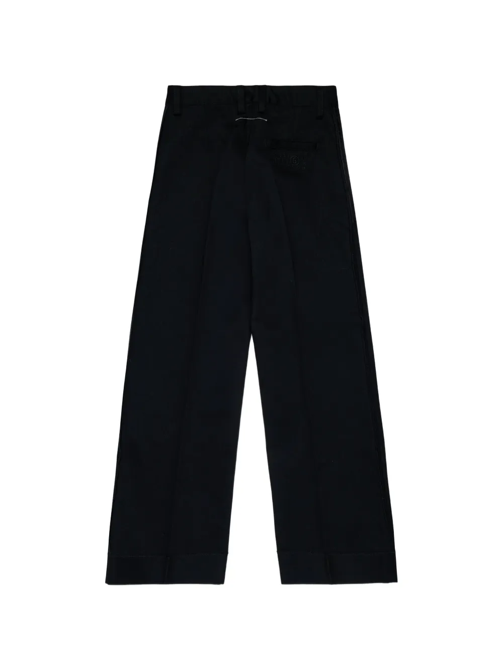 MM6 Maison Margiela Kids Broek met wijde pijpen en geborduurd logo Zwart