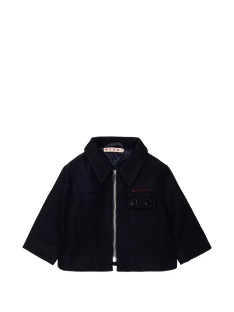 Marni Kids logo-embroidered zip-up bomber jacket