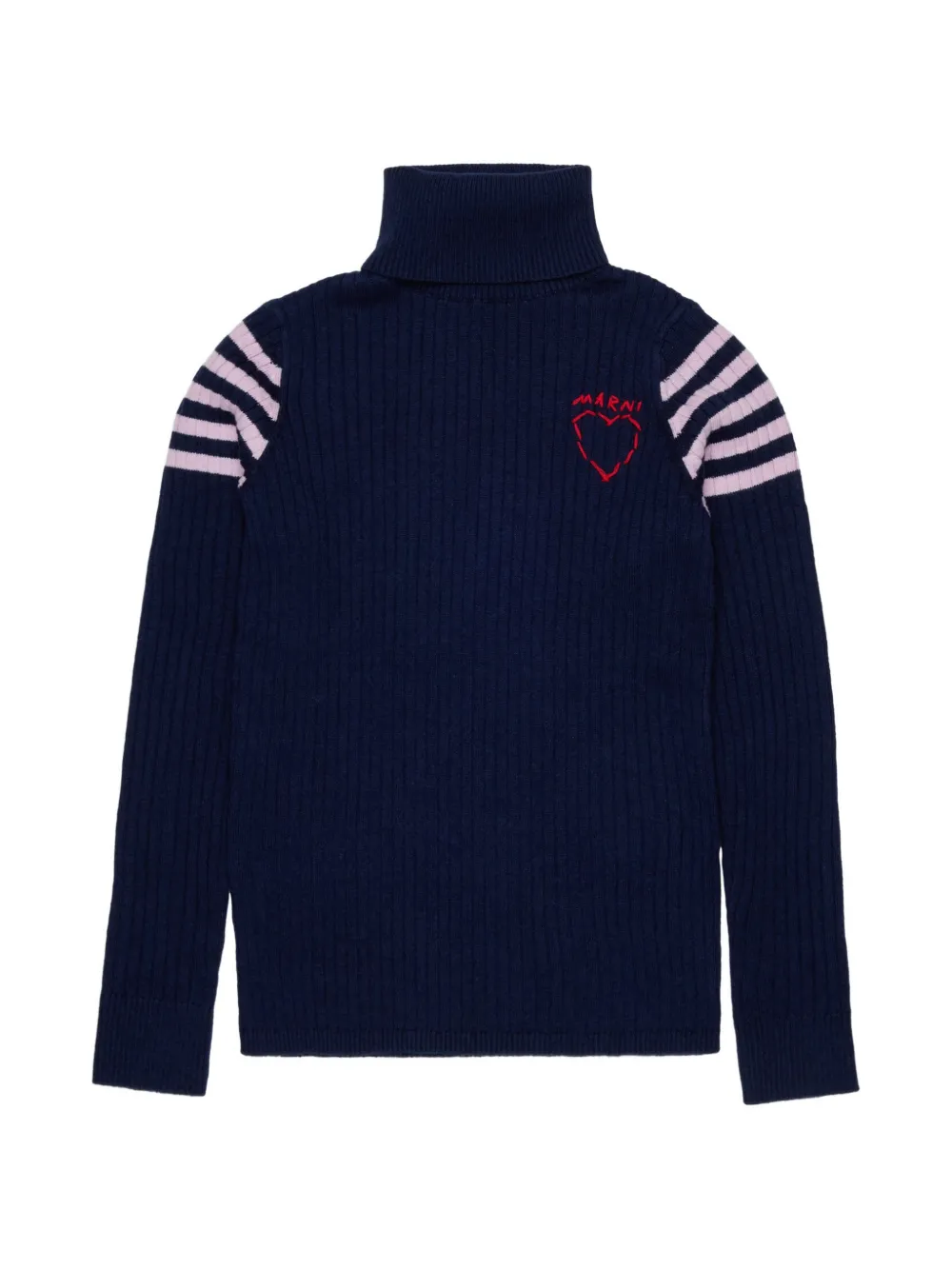 Marni Kids ribbed heart-motif roll neck - Blue