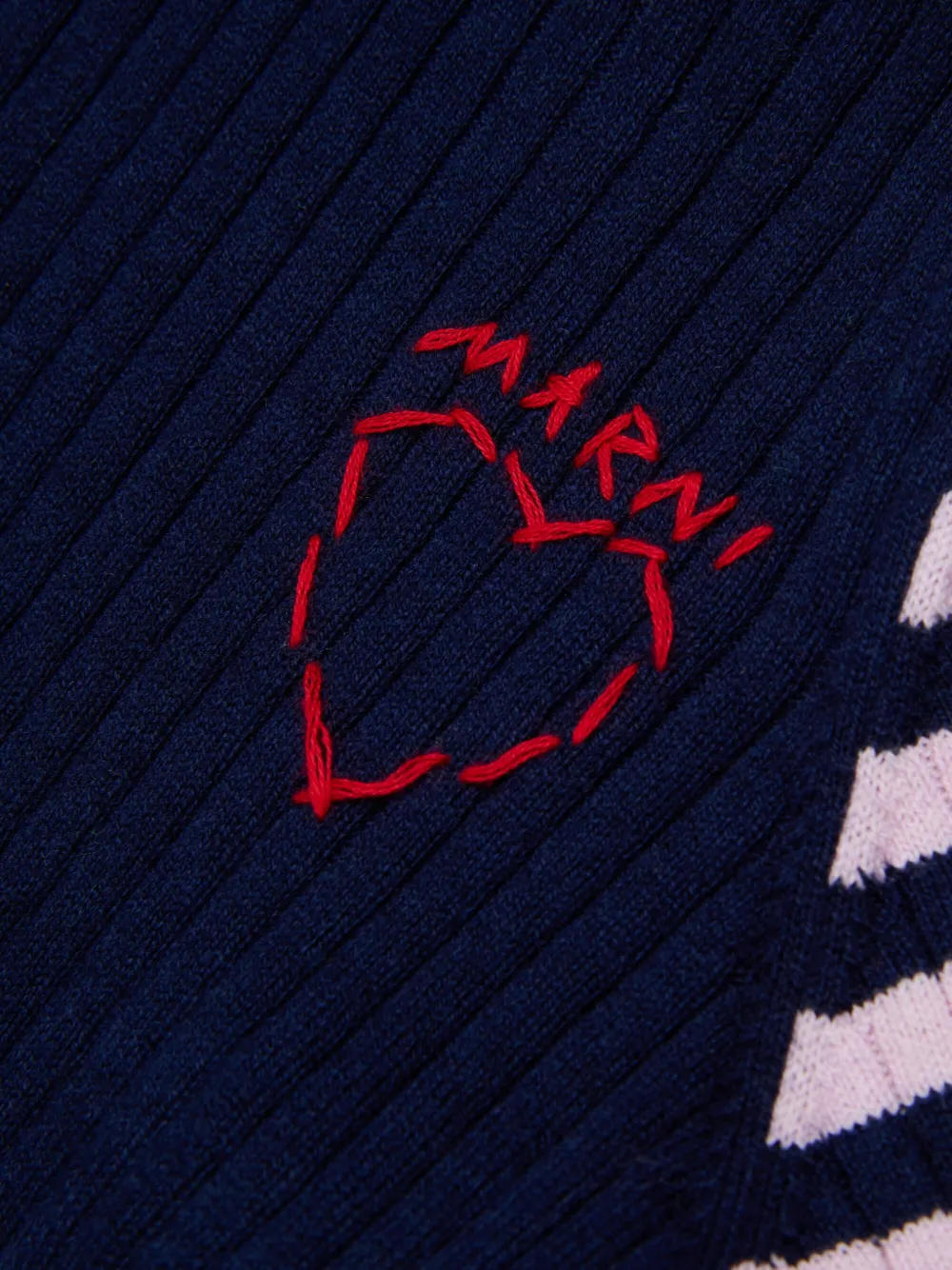 Marni Kids Geribbelde col met hartpatroon Blauw