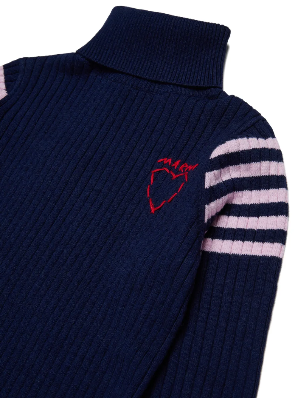 Marni Kids Geribbelde col met hartpatroon Blauw