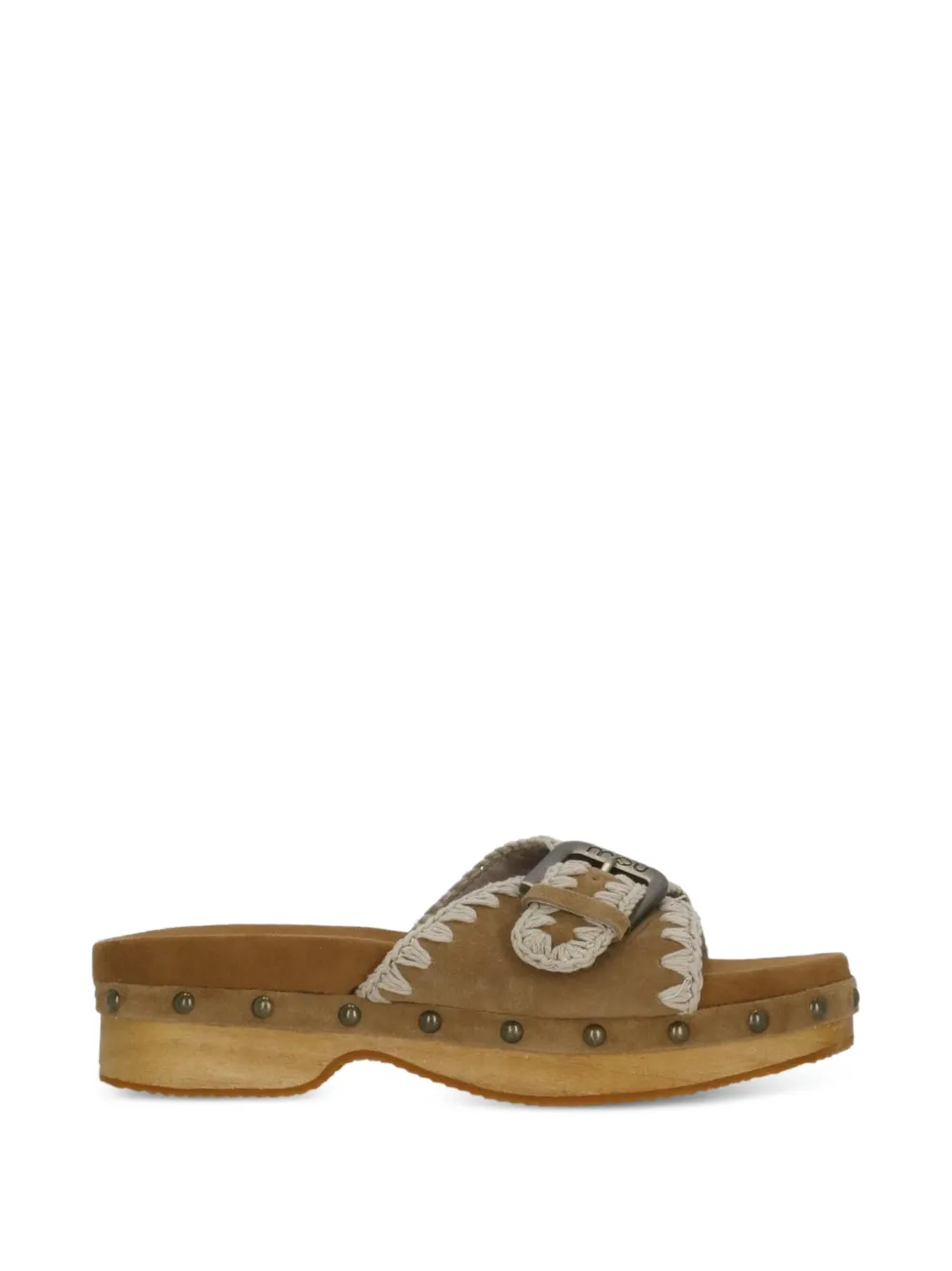 Mou stud-embellished crochet-trim sandals - Marrone