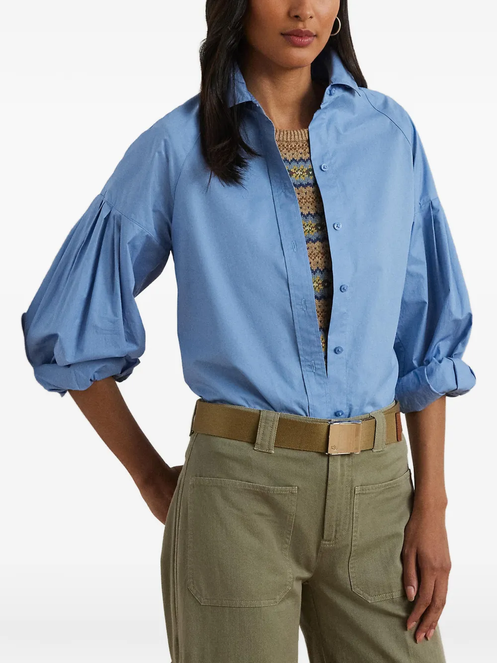 Lauren Ralph Lauren puff-sleeve shirt - Blu
