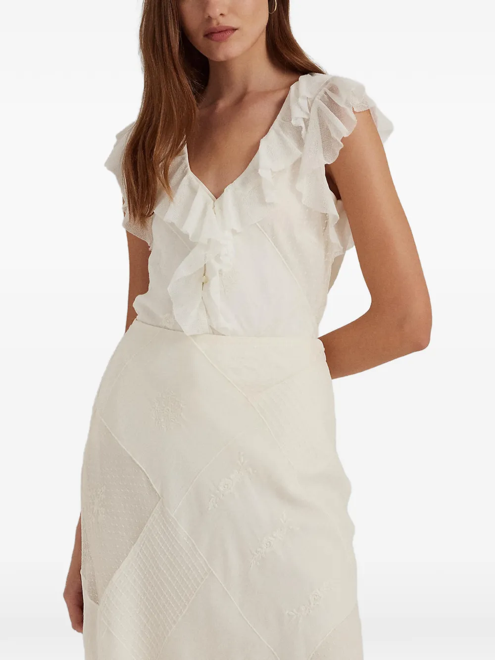 Lauren Ralph Lauren ruffled-neck top - Toni neutri