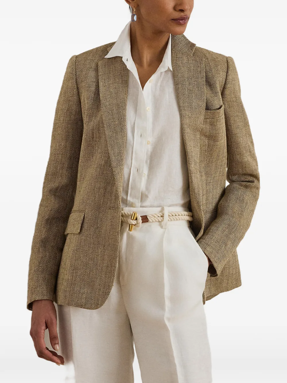 Lauren Ralph Lauren herringbone-pattern blazer - Nude