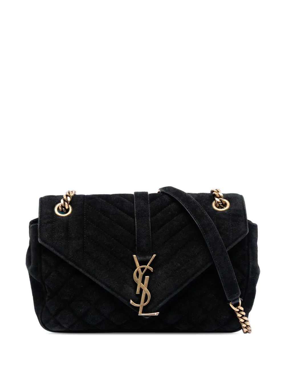 Saint Laurent Pre-Owned 2016 mittelgroße Triquilt Monogram Schultertasche aus Schafsleder - Schwarz