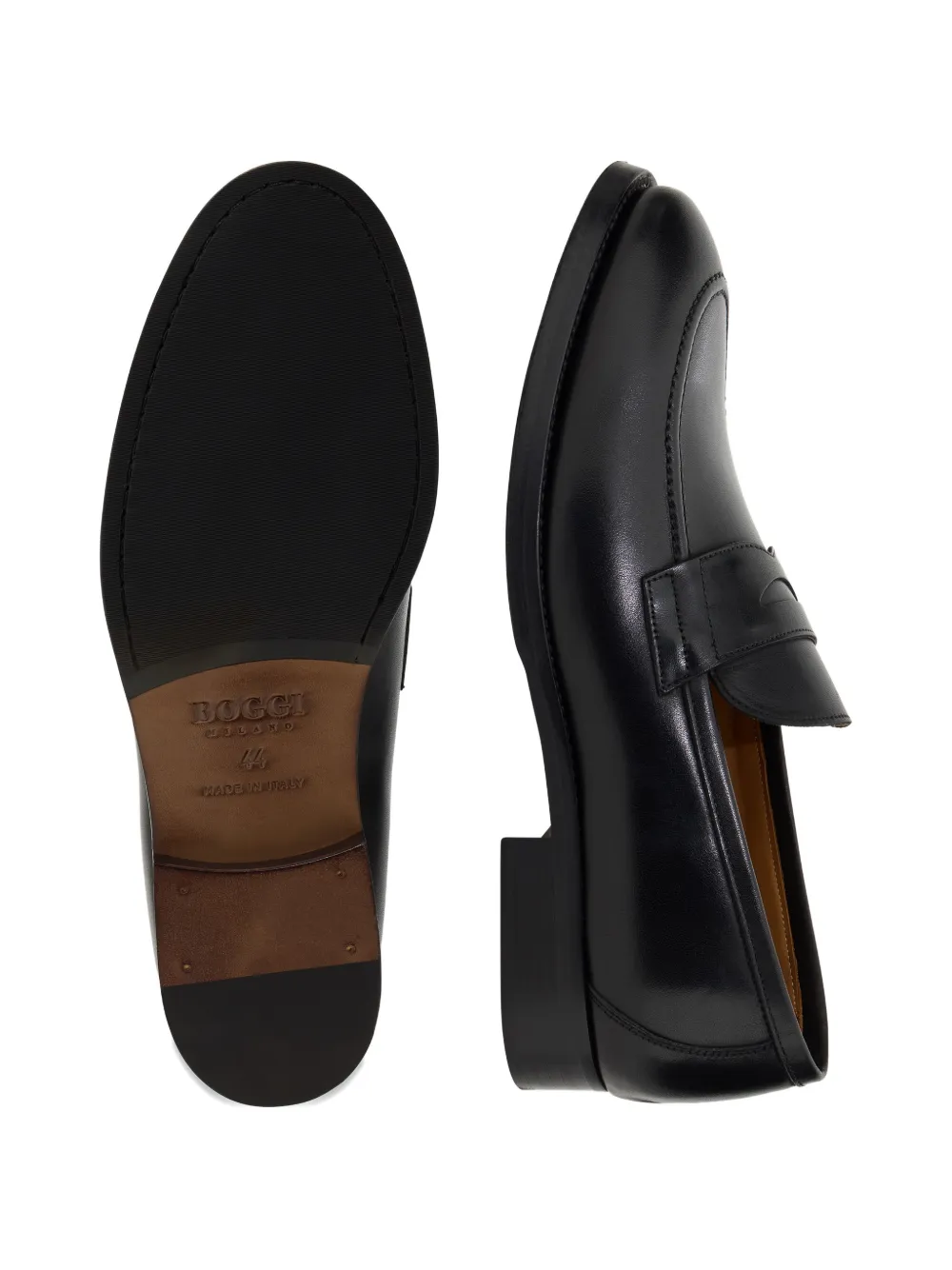 Boggi Milano brushed-leather Blake-construction loafers Zwart