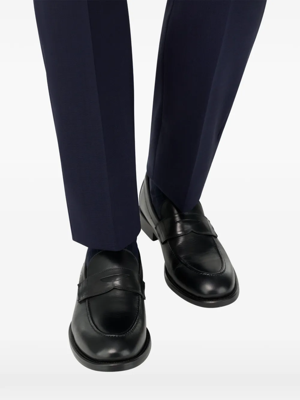 Boggi Milano brushed-leather Blake-construction loafers Zwart