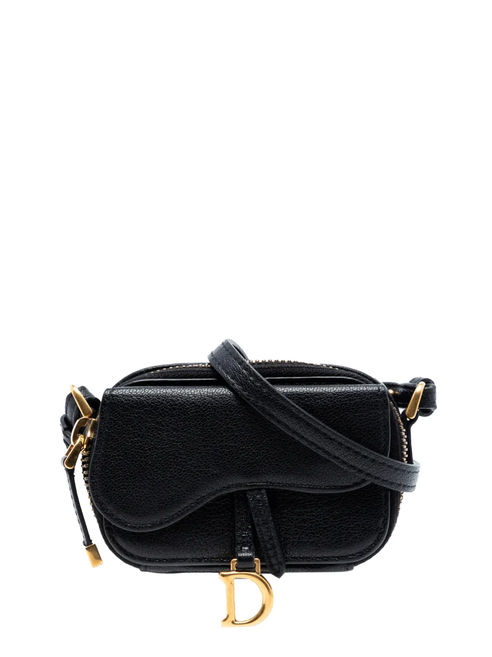 Christian Dior Pre-Owned 2021 Mini Goatskin Saddle Pouch crossbody bag - Nero
