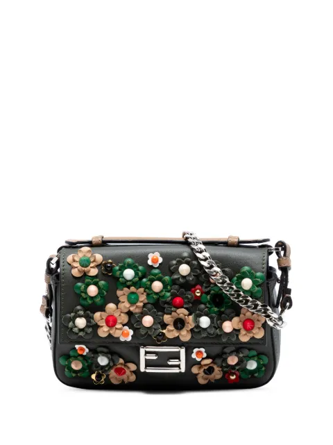 Fendi Pre-Owned 2010-2026 Micro Bicolor Leather Flowerland Double Baguette satchel