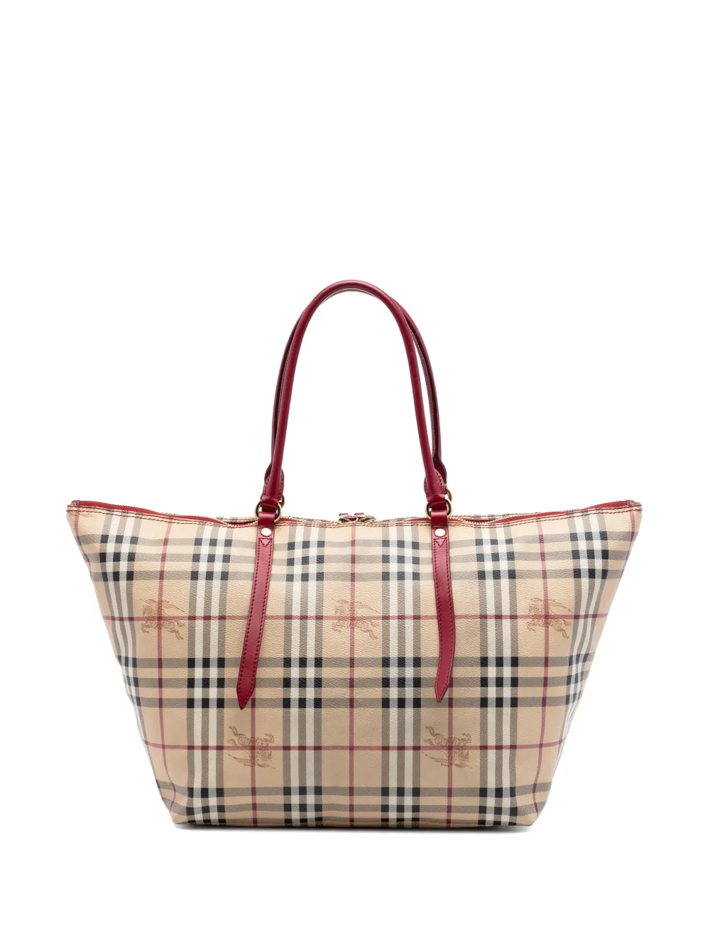 Burberry Pre-Owned 2000-2017 mittelgroße Haymarket Check Salisbury Tote Bag aus beschichtetem Canvas - Rot
