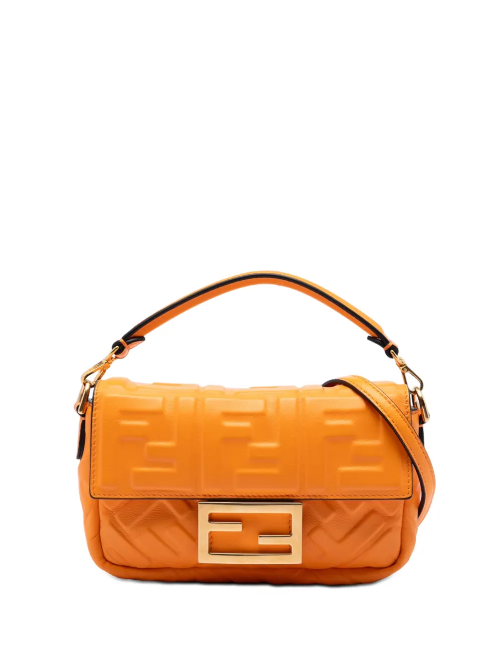 Fendi Pre-Owned 2010-2026 Mini Zucca Embossed Leather Baguette satchel - Orange