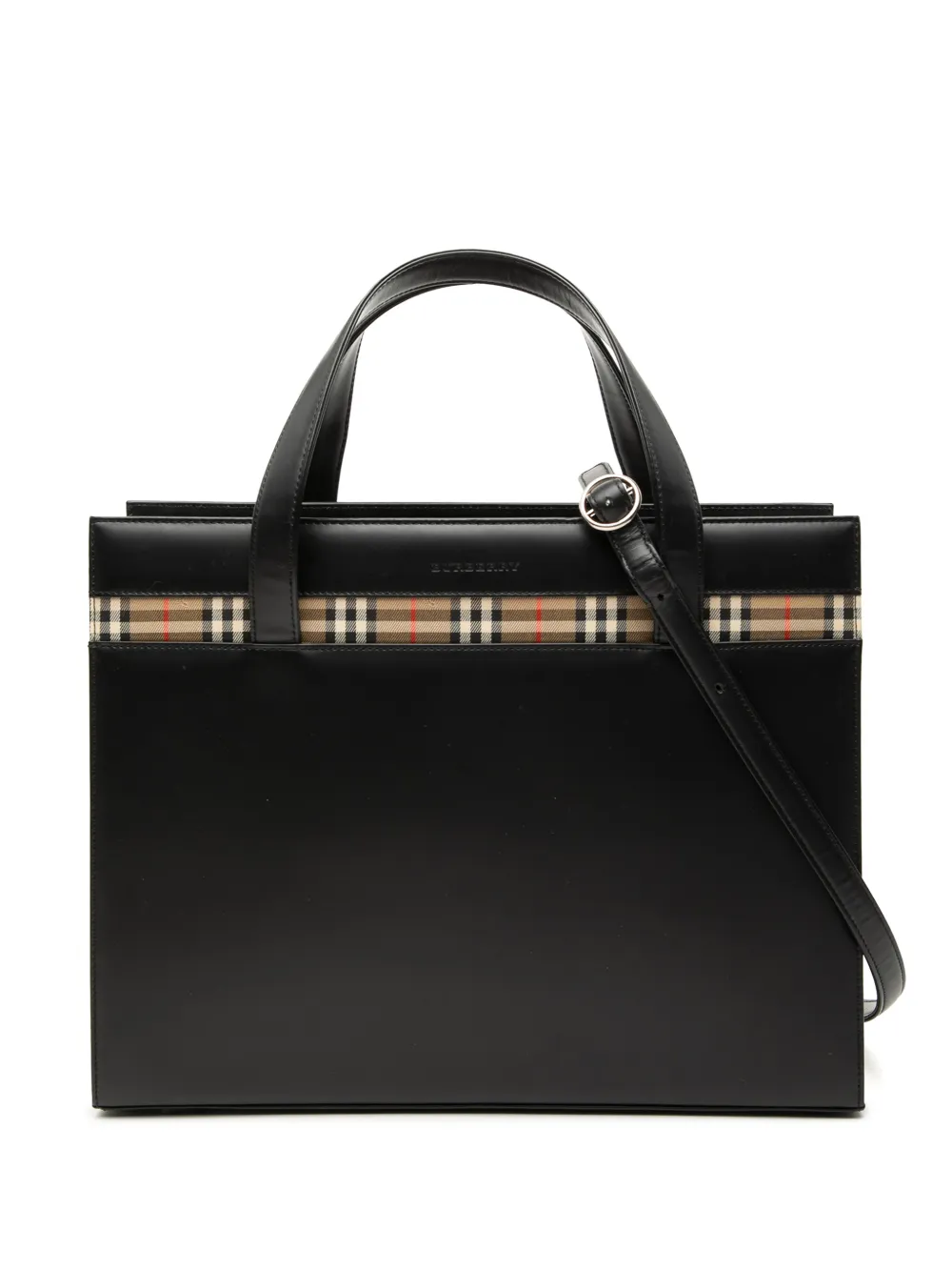 Burberry Pre-Owned 2000-2017 Haymarket Check Canvas Trimmed Leather satchel - Nero