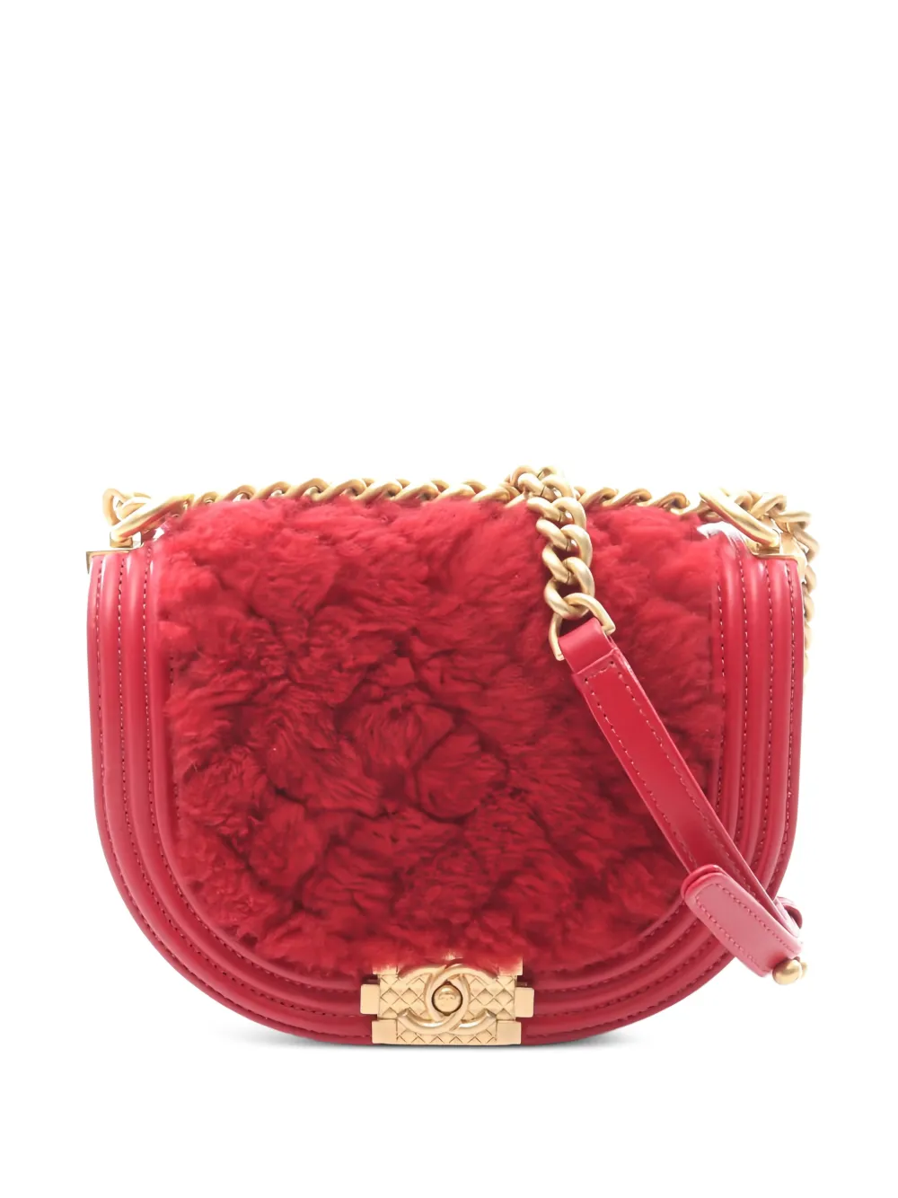 CHANEL Pre-Owned 2021 small Boy Chanel chain shoulder bag - Rosso