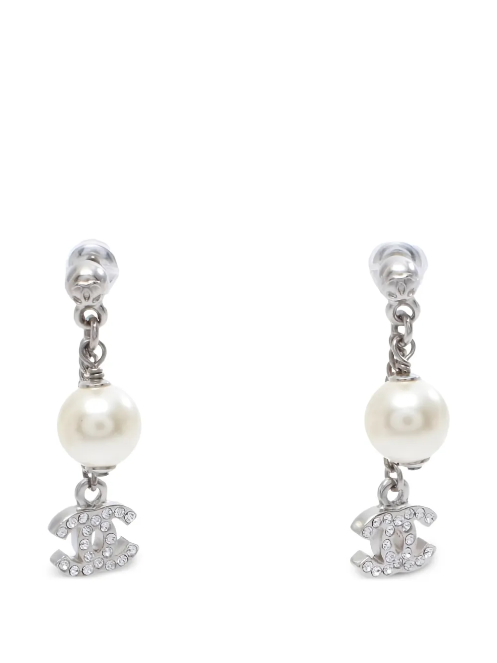 CHANEL Pre-Owned 1986-1988 Coco Mark faux-pearl earrings - Argento
