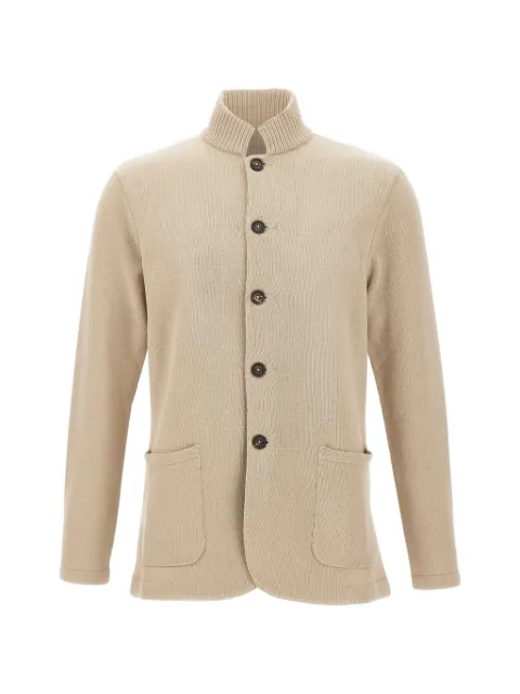 Eleventy ribbed high-collar cardigan