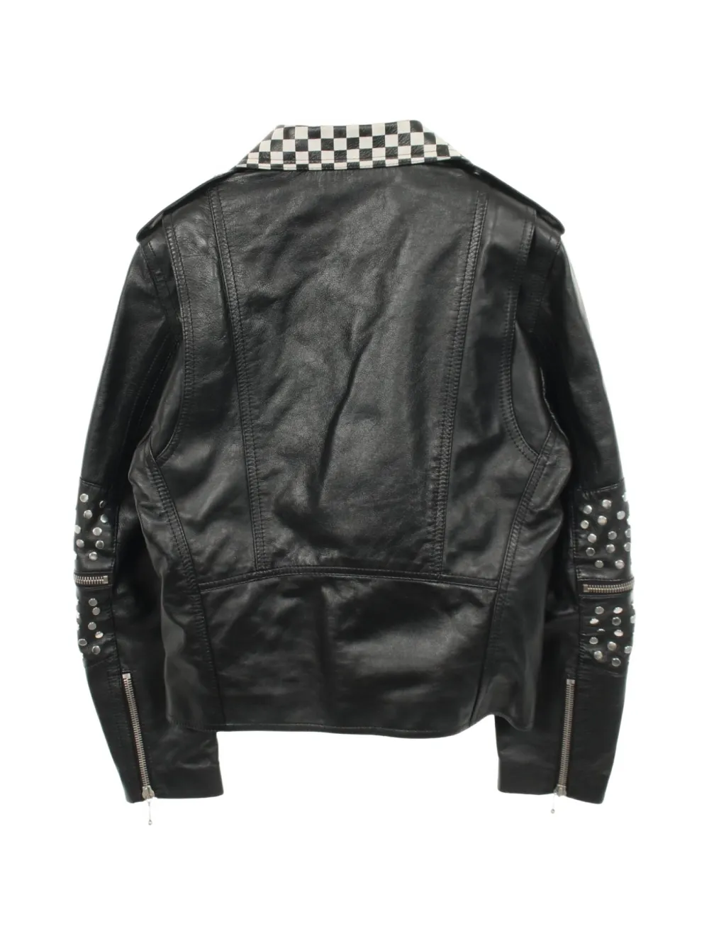 Pre-owned Celine 2010s Block-check Studded Jacket In Black