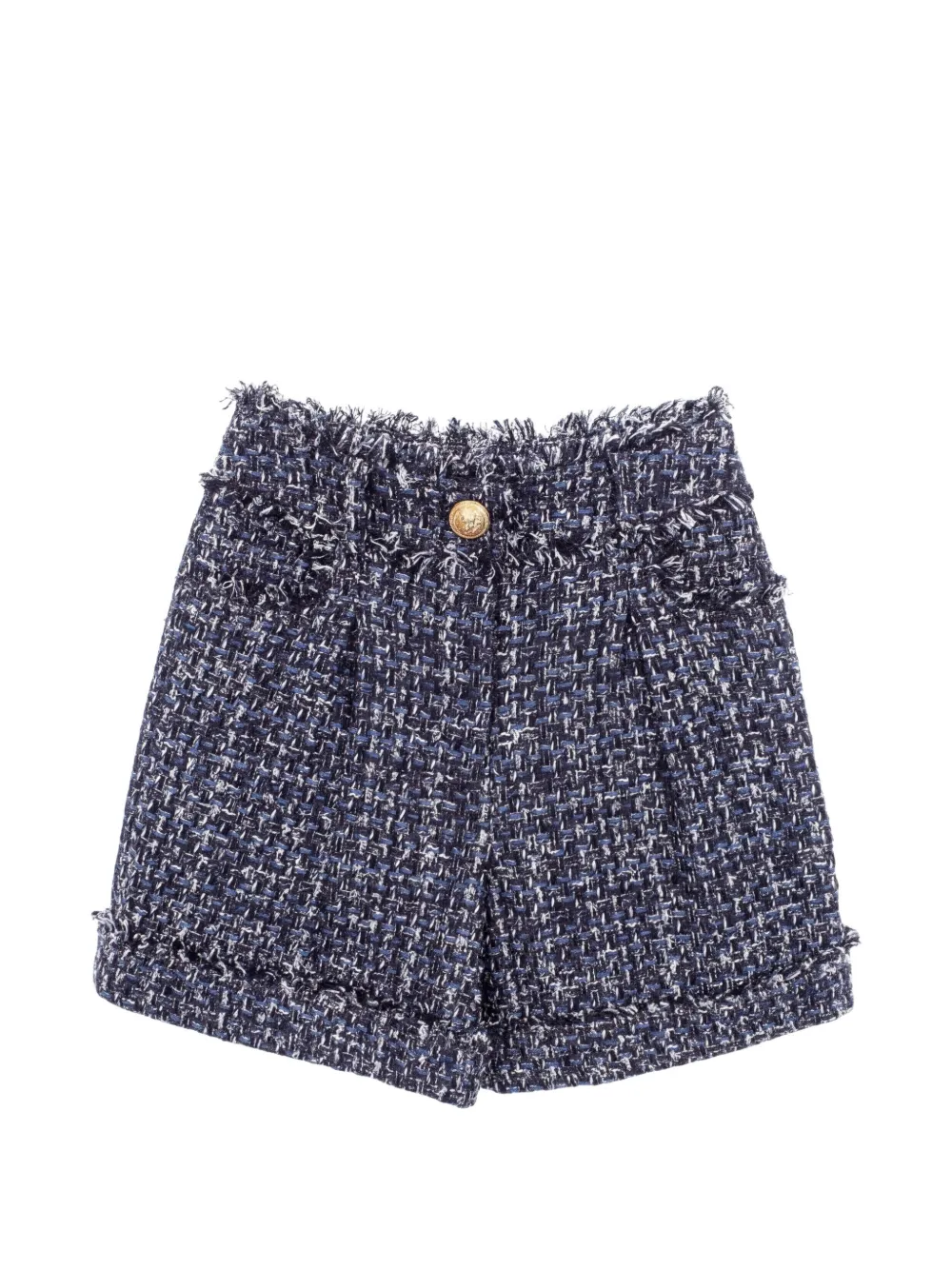 Pre-owned Balmain 2010s Bouclé Tweed Shorts In Blue