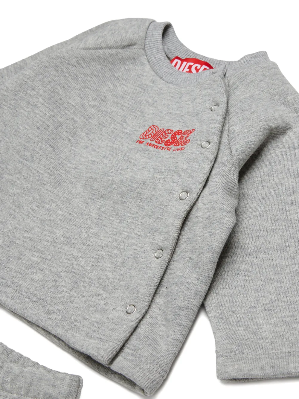 Diesel Kids Trainingspak met zijsluiting en logoprint Grijs
