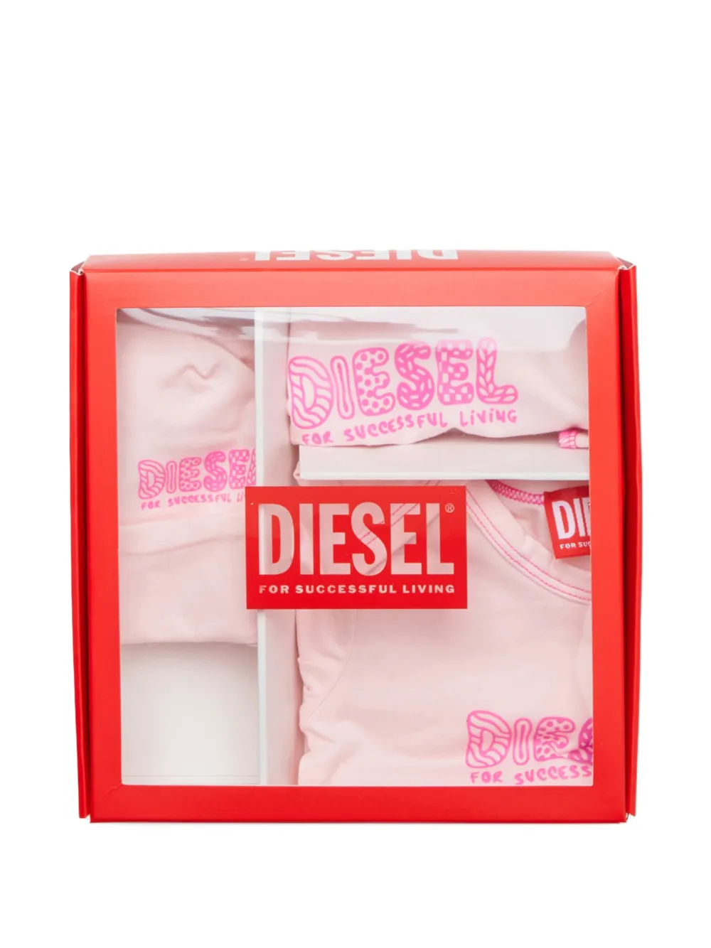 Diesel Kids logo-print multi-piece babygrow set (set of three) Roze