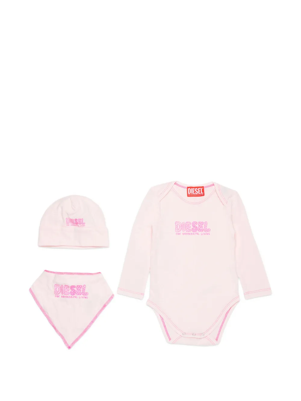 Diesel Kids logo-print multi-piece babygrow set (set of three) - Rosa