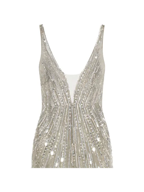 ROOM76 sequin-embellished sunburst-pattern dress