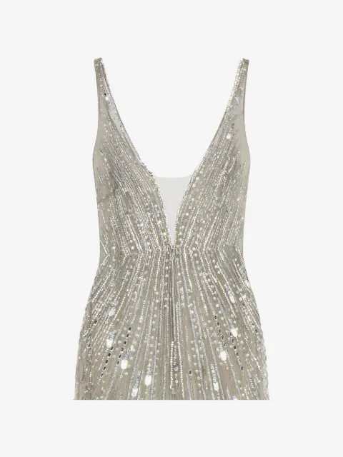 ROOM76 sequin-embellished sunburst-pattern dress