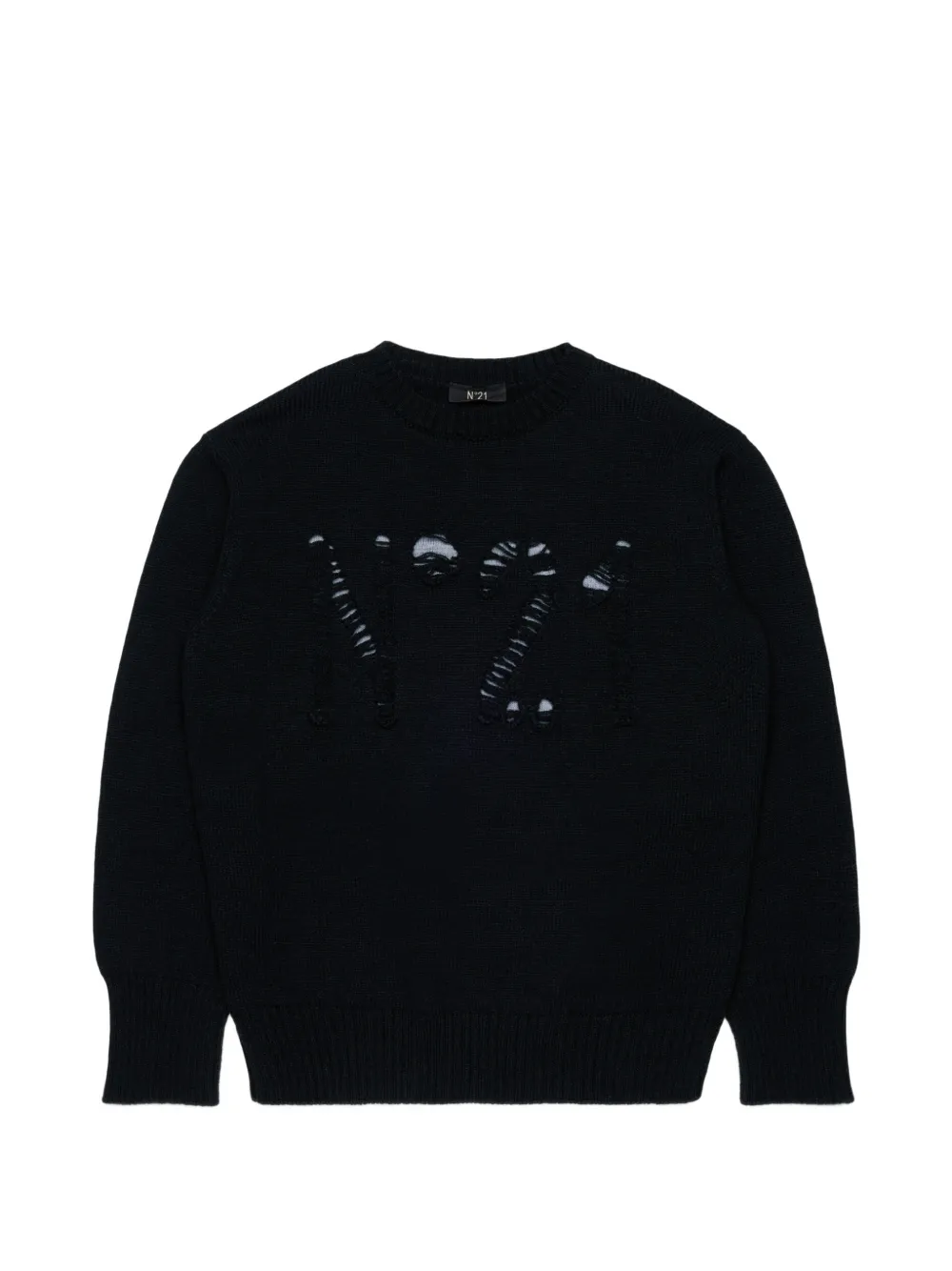 Nº21 Kids openwork-detail crew-neck sweater - Nero