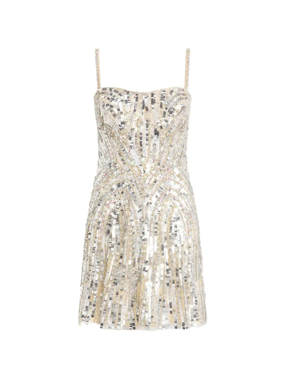Jenny Packham crystal-embellished structured-bodice dress - Silver