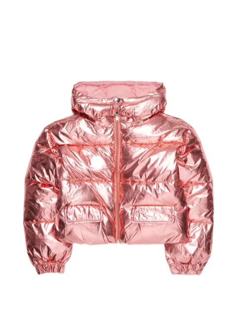 Marni Kids metallic-effect hooded padded jacket