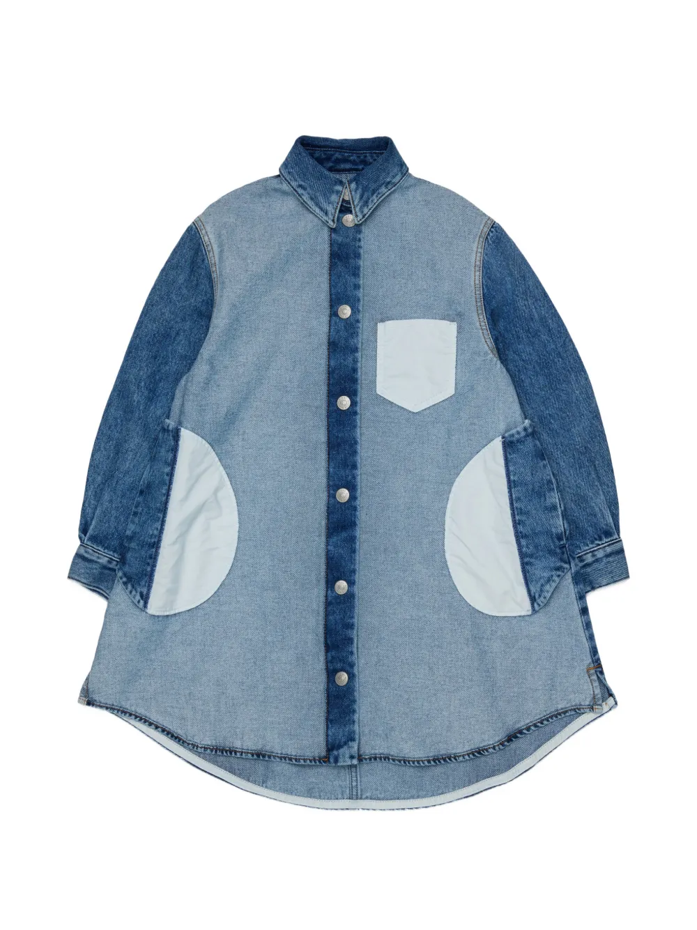 MM6 Maison Margiela Kids contrast-panel denim shirt dress - Blue