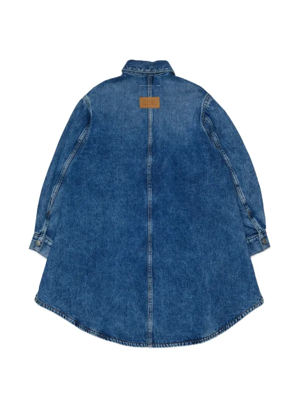 MM6 Maison Margiela Kids contrast-panel Denim Shirt Dress | Blue