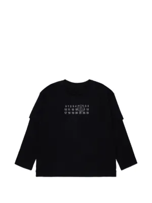 MM6 Maison Margiela Kids logo-embroidered Denim Shirt | Black