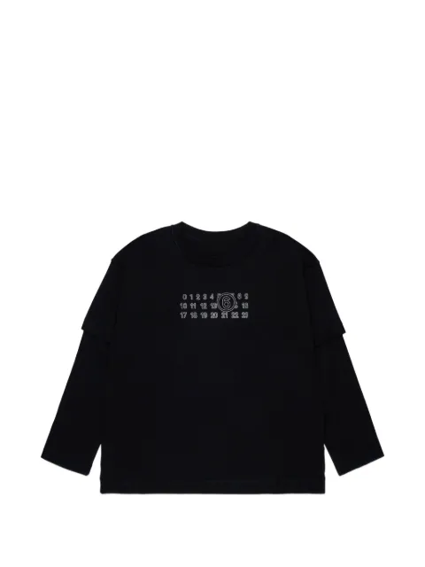 MM6 Maison Margiela Kids logo-print layered-sleeve T-shirt