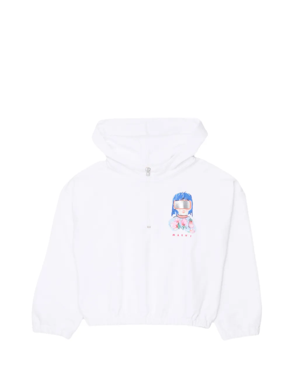 Marni Kids graphic-print half-zip hoodie - Bianco