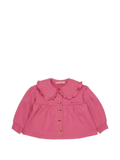 Marni Kids ruffled-collar logo-embroidered jacket