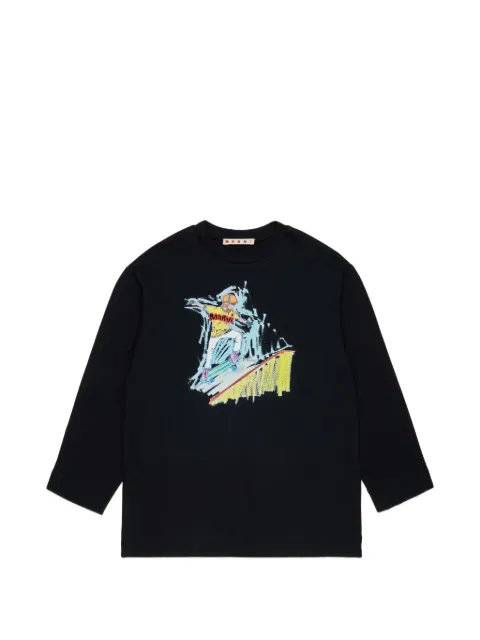 Marni Kids skater-print long-sleeve top