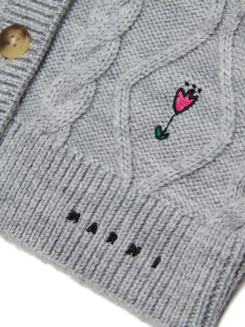 Marni Kids Kabelgebreid vest met borduurwerk Grijs