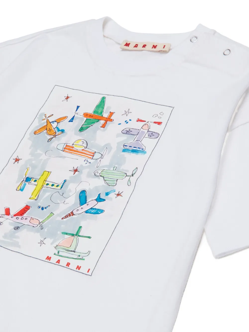 Marni Kids grafische print T-shirt met klittenband Wit