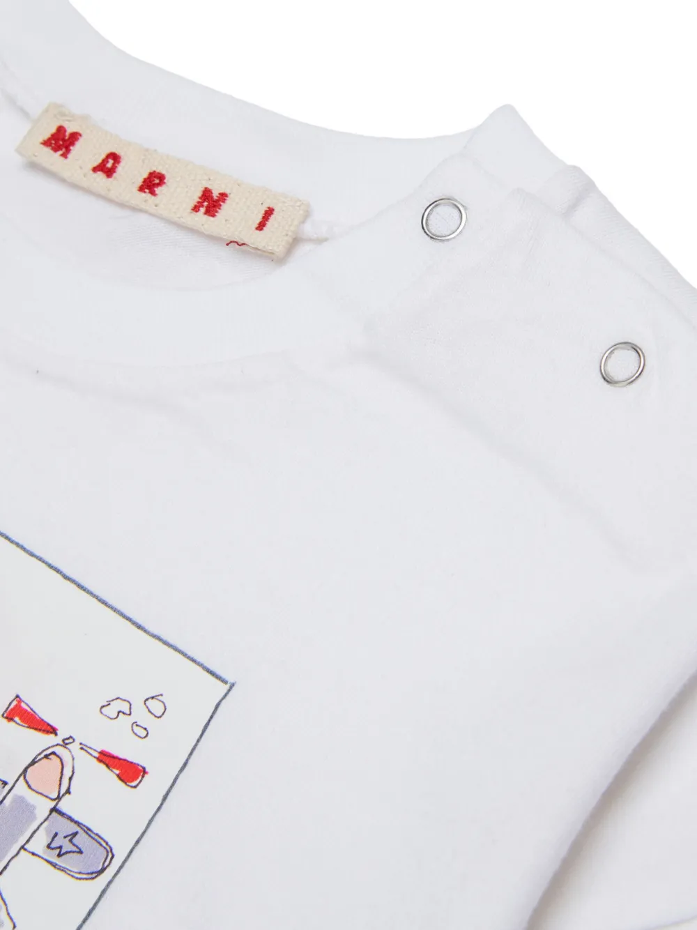 Marni Kids grafische print T-shirt met klittenband Wit