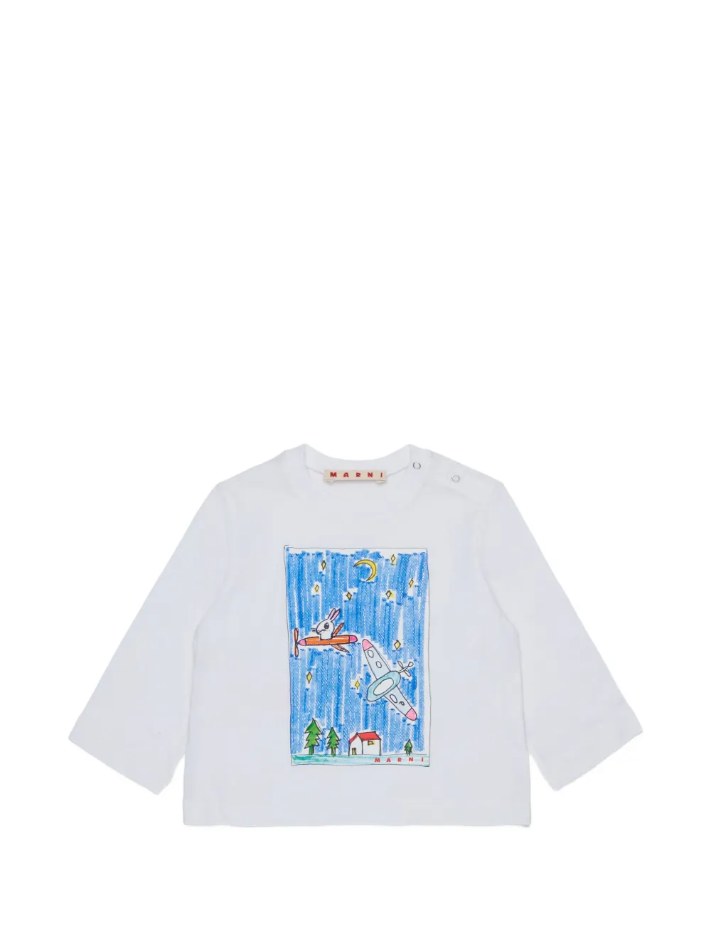 Marni Kids T-shirt con stampa grafica e maniche lunghe - Bianco