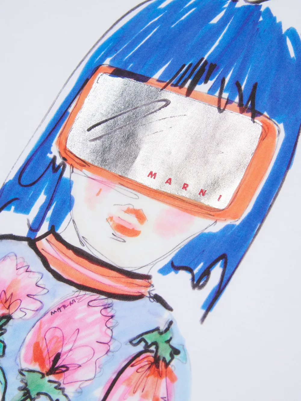 Marni Kids T-shirt met artistieke print en lange mouwen Wit